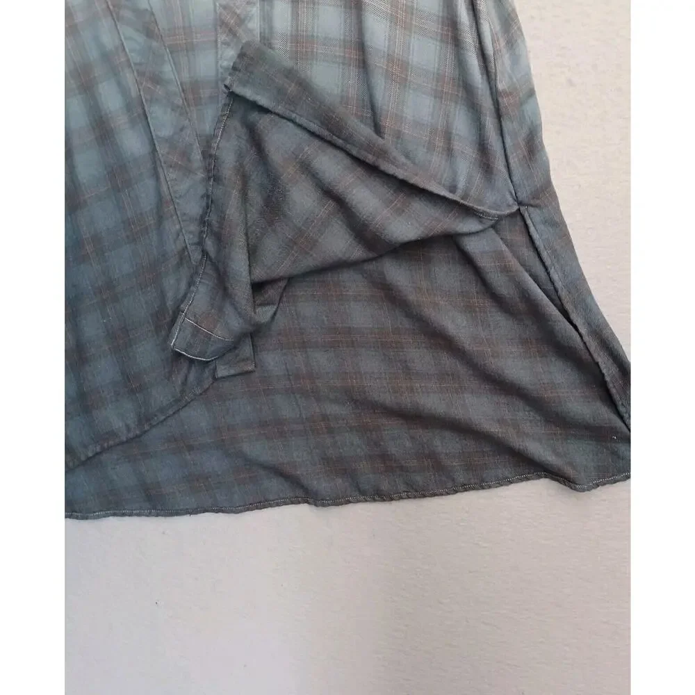 Maurices Ombre Plaid Cardigan Women's Size 1X Gray Blue Soft Lightweight Topper